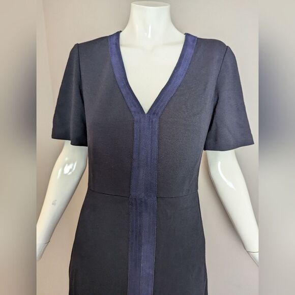 Tory Burch Sallare Tunic Dress XS Navy Blue Boho Silk Blend Preppy Resort Mini - Picture 6 of 9